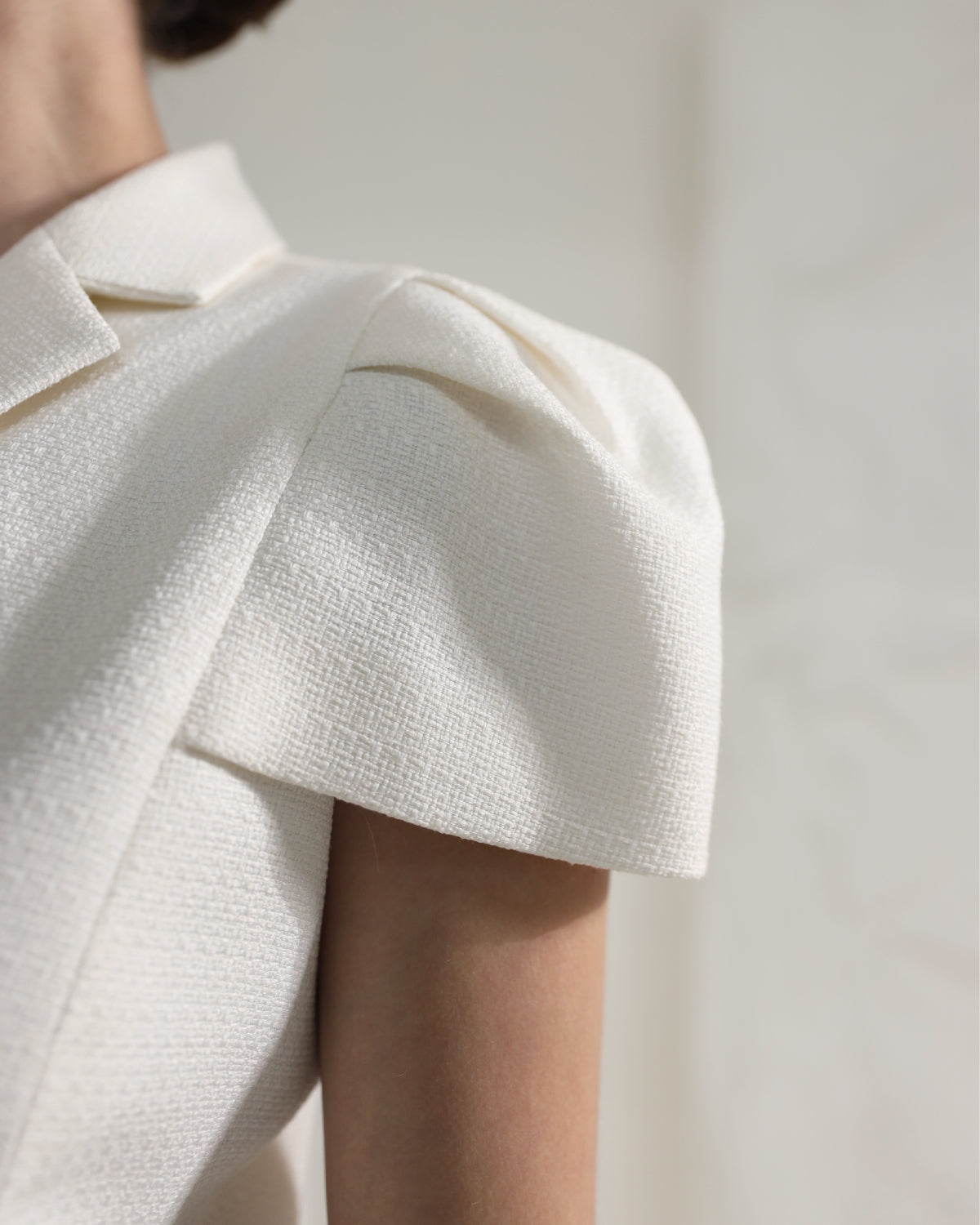 INVIO Maureen Puff-Sleeve Tweed Top | Atasan Wanita - Arch & Edge