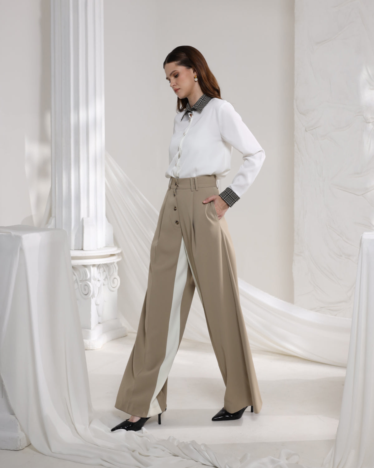 INVIO Madden Two-Tone Wide Trouser | Celana Wanita - Arch & Edge