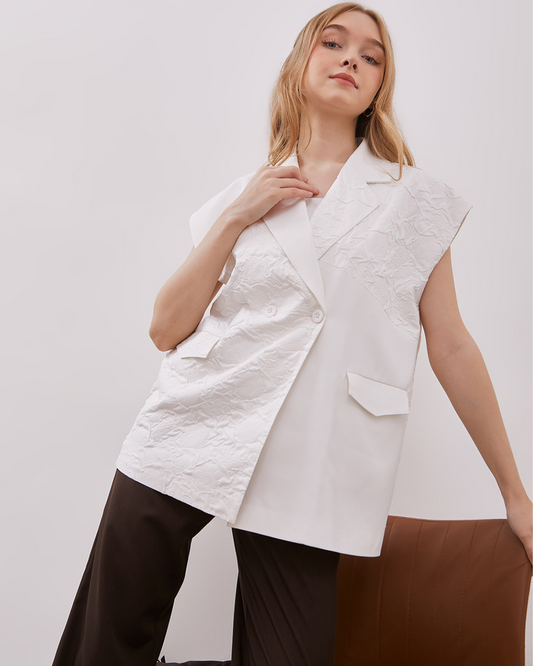 INVIO Livie Jacquard Vest | Rompi Wanita - Espresso