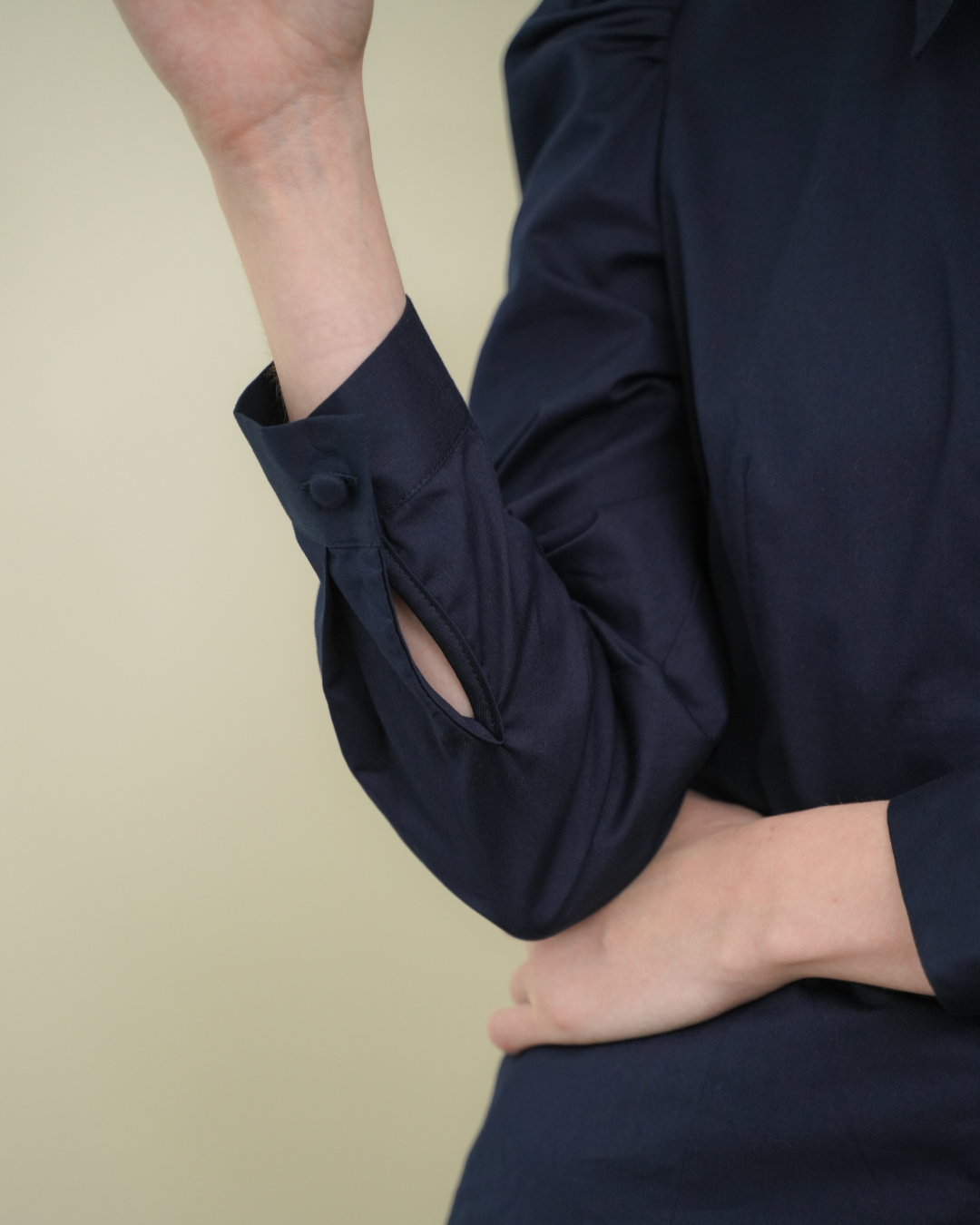 Maisie Puff Shoulder Shirt Navy