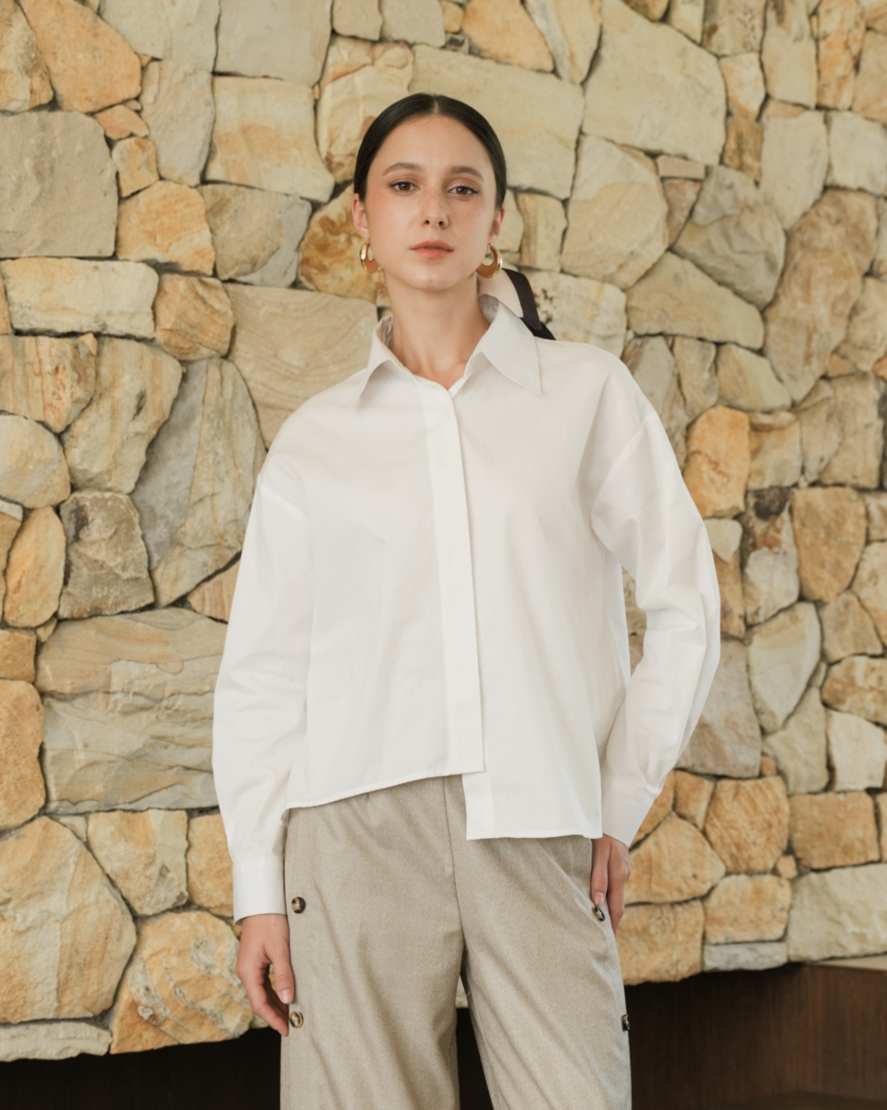 INVIO Prilly Asymmetry Shirt | Kemeja Atasan Wanita - Costa