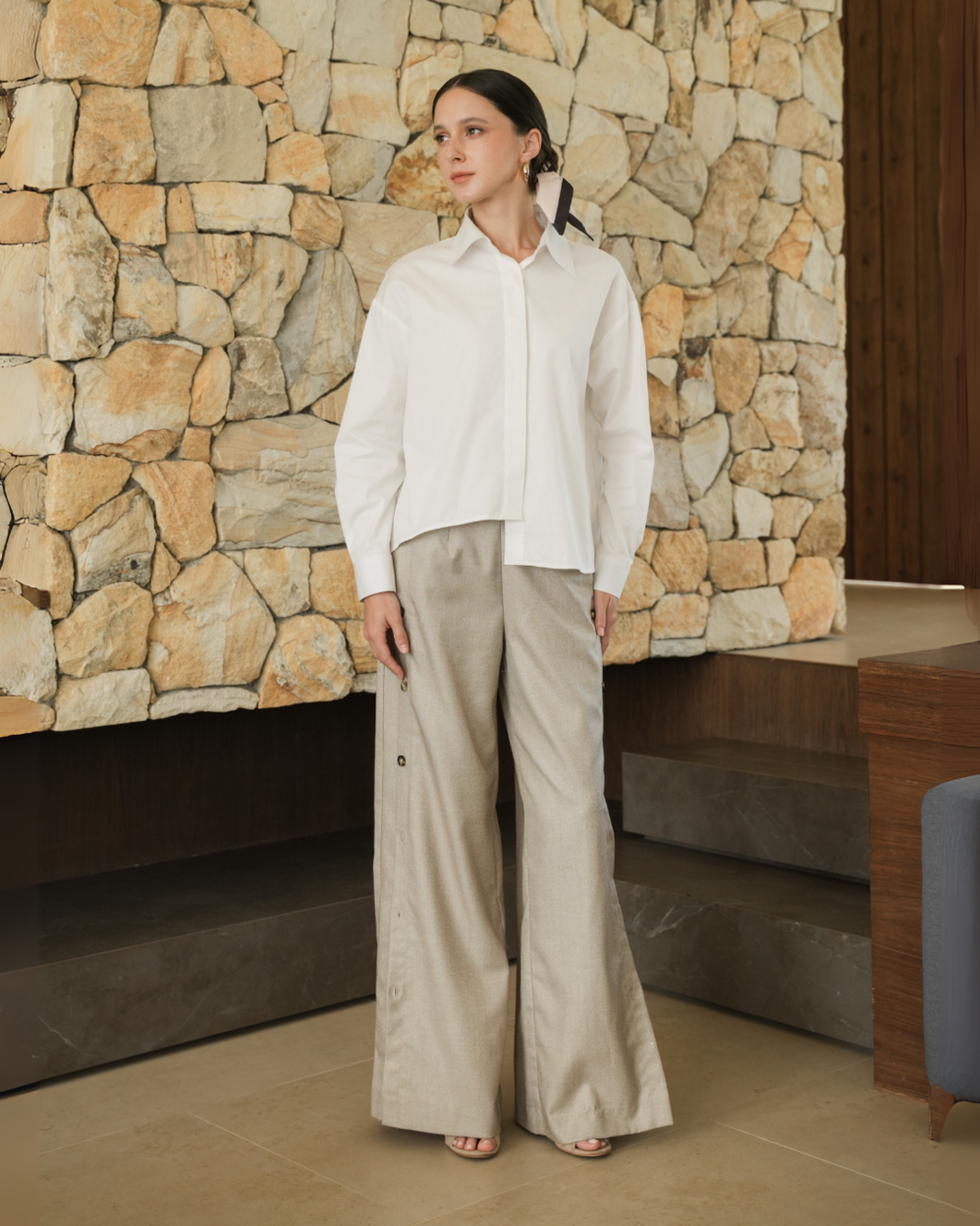 INVIO Prilly Asymmetry Shirt | Kemeja Atasan Wanita - Costa