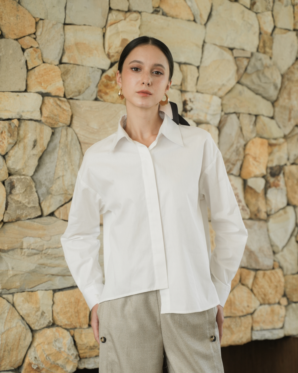 INVIO Prilly Asymmetry Shirt | Kemeja Atasan Wanita - Costa