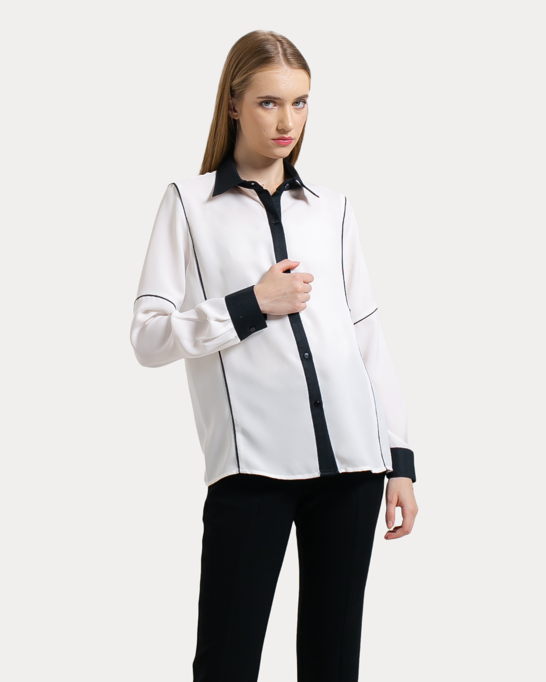 Yoanna Contrast Pipe Shirt