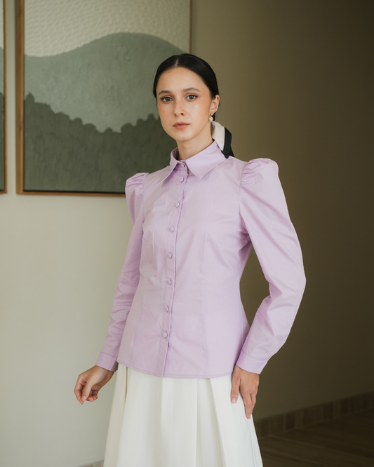 INVIO Maisie Puff Shoulder Shirt Lilac | Kemeja Wanita