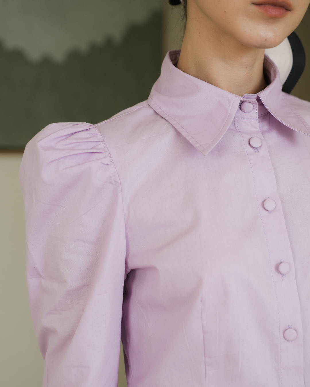 INVIO Maisie Puff Shoulder Shirt Lilac | Kemeja Wanita