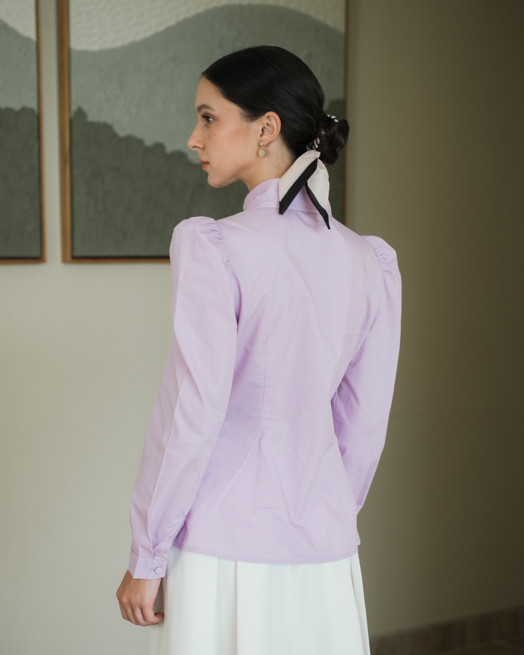 INVIO Maisie Puff Shoulder Shirt Lilac | Kemeja Wanita