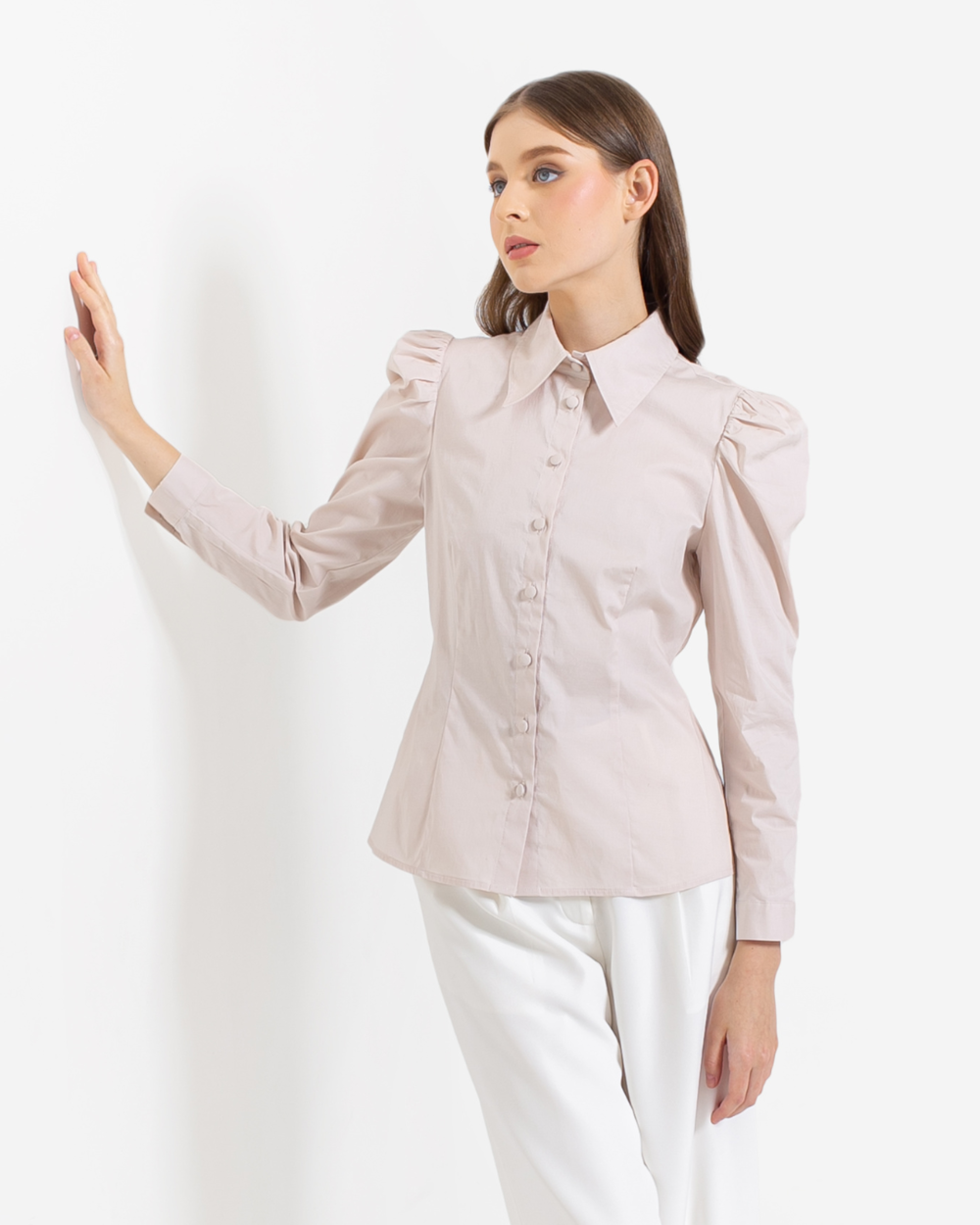 Maisie Puff Shoulder Shirt Soft Pink