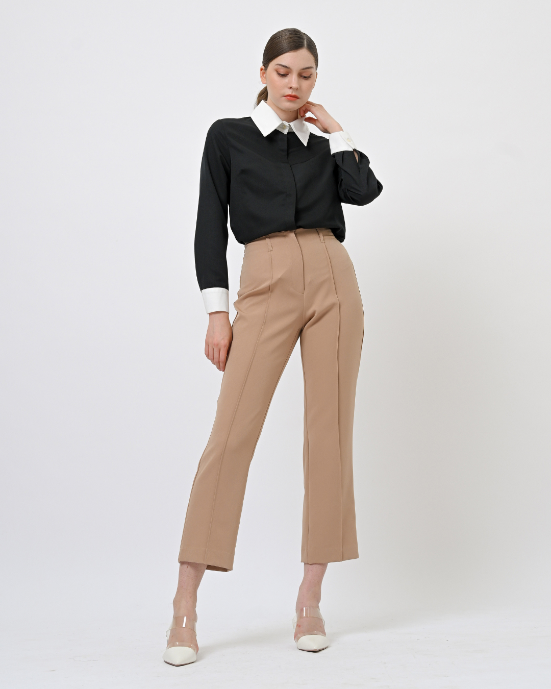 Zelda Pintuck Trouser Beige