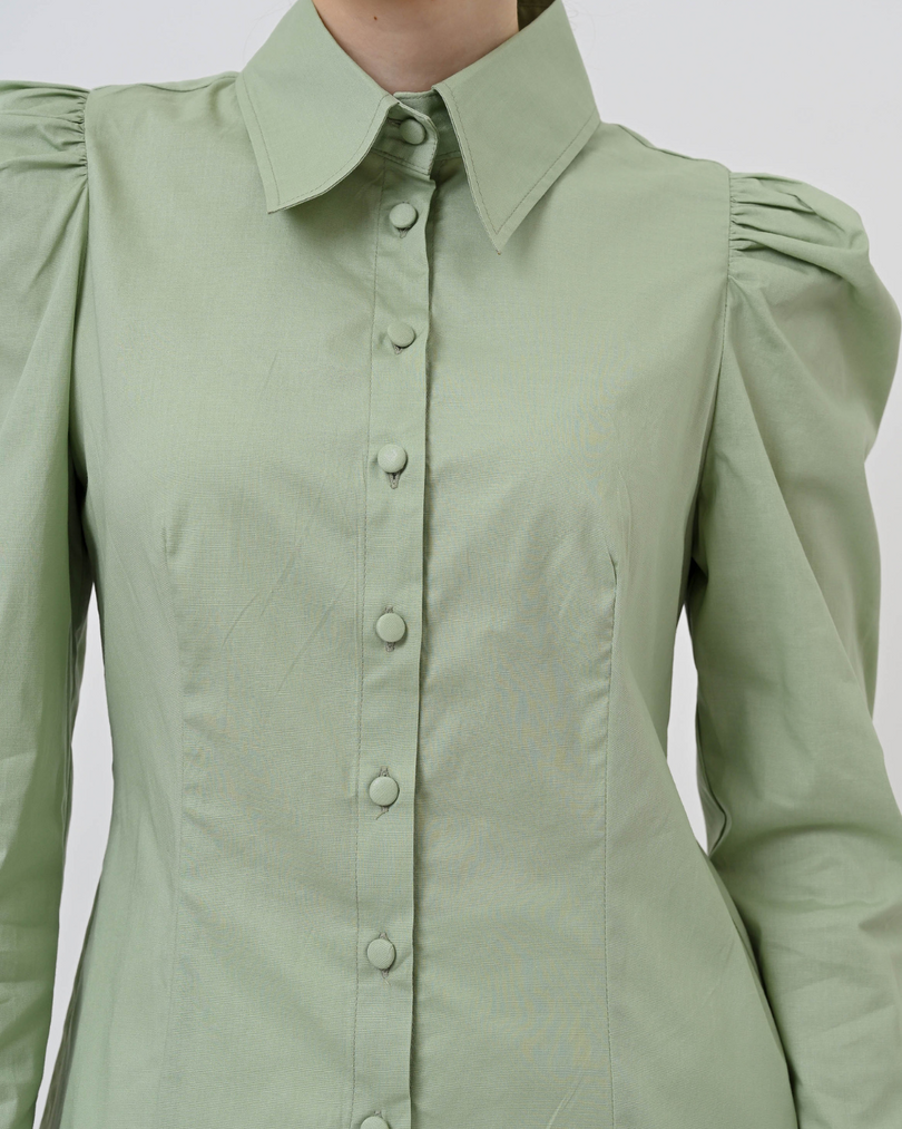 Maisie Puff Shoulder Shirt Sage