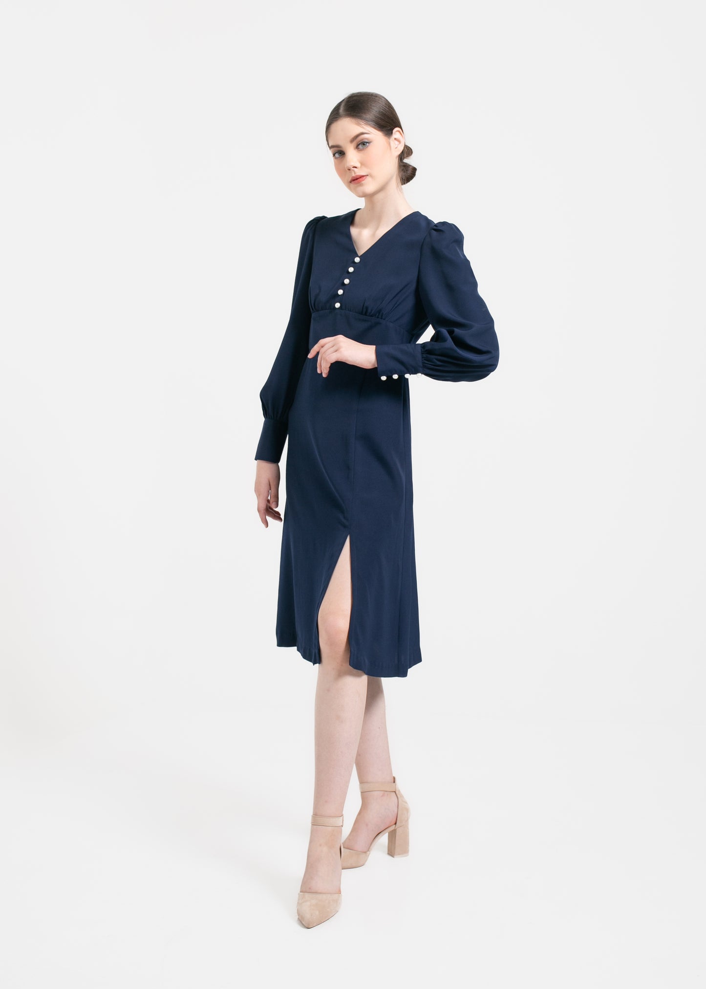 INVIO Daphne Pearl Button Dress | Gaun Wanita - Raya