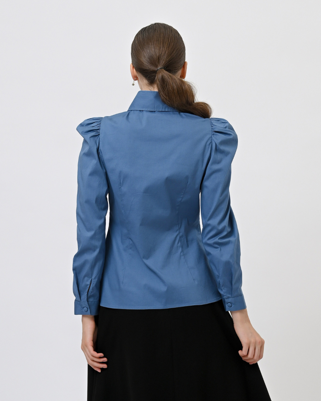 Maisie Puff Shoulder Shirt Denim Blue