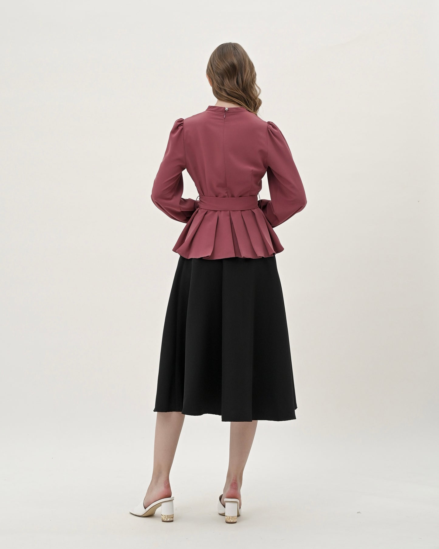 Florence Pleated Hem Blouse Rose Wine