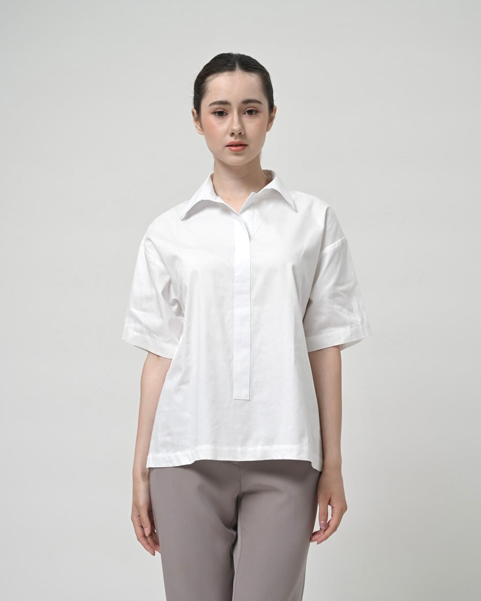 Thalia Wide Sleeves Shirt White