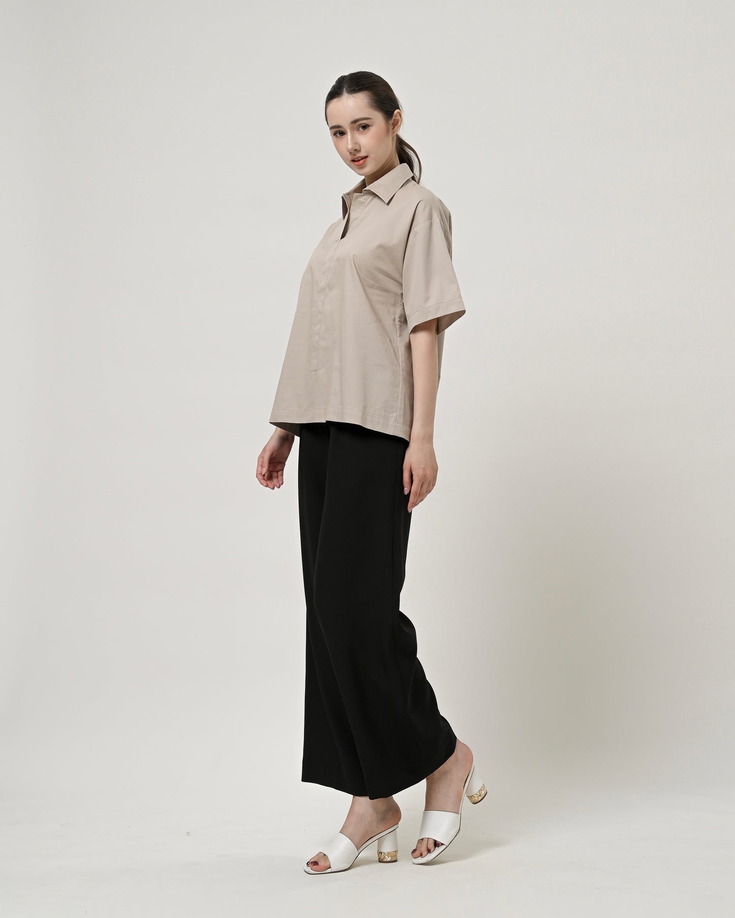 Thalia Wide Sleeves Shirt Khaki