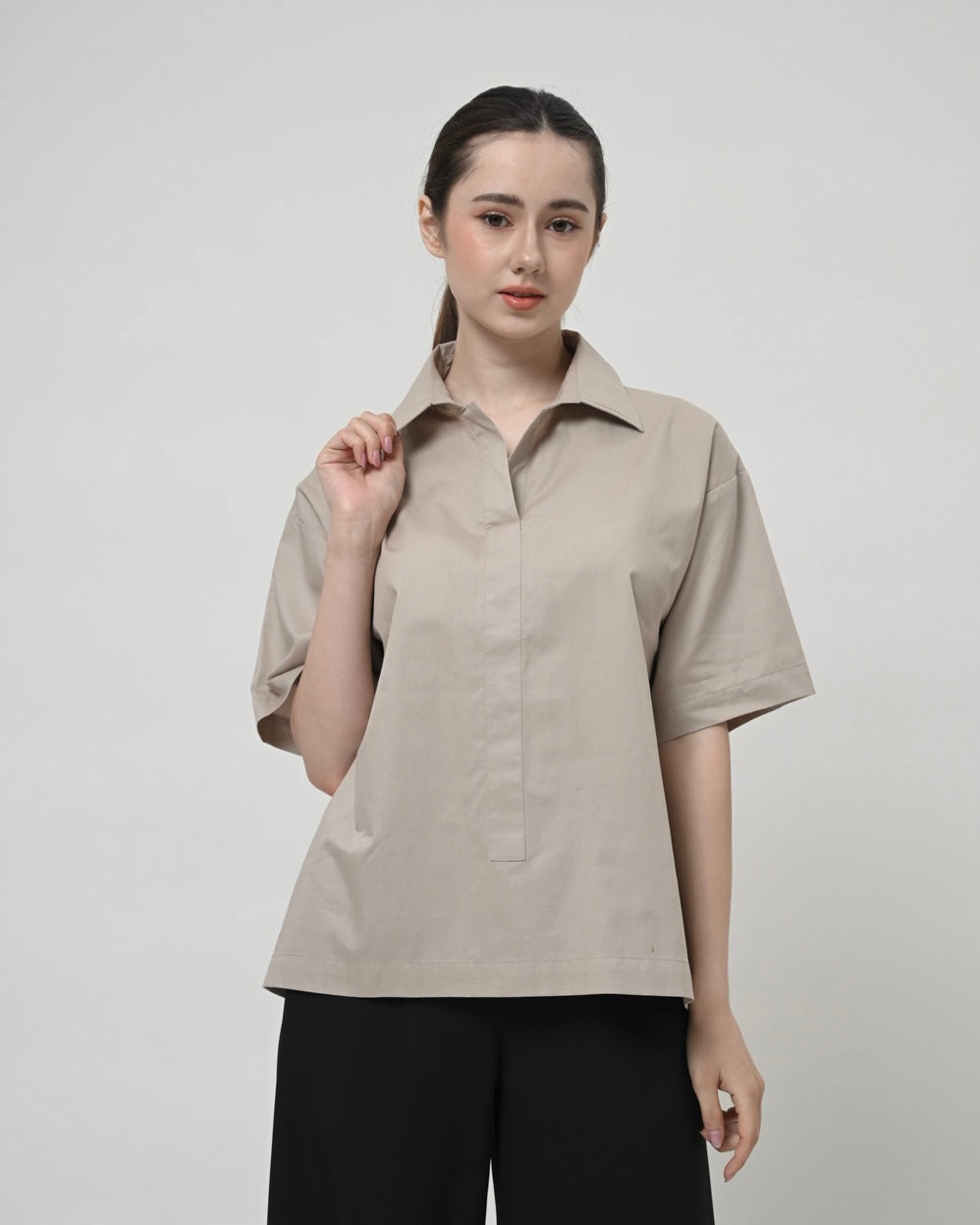 Thalia Wide Sleeves Shirt Khaki