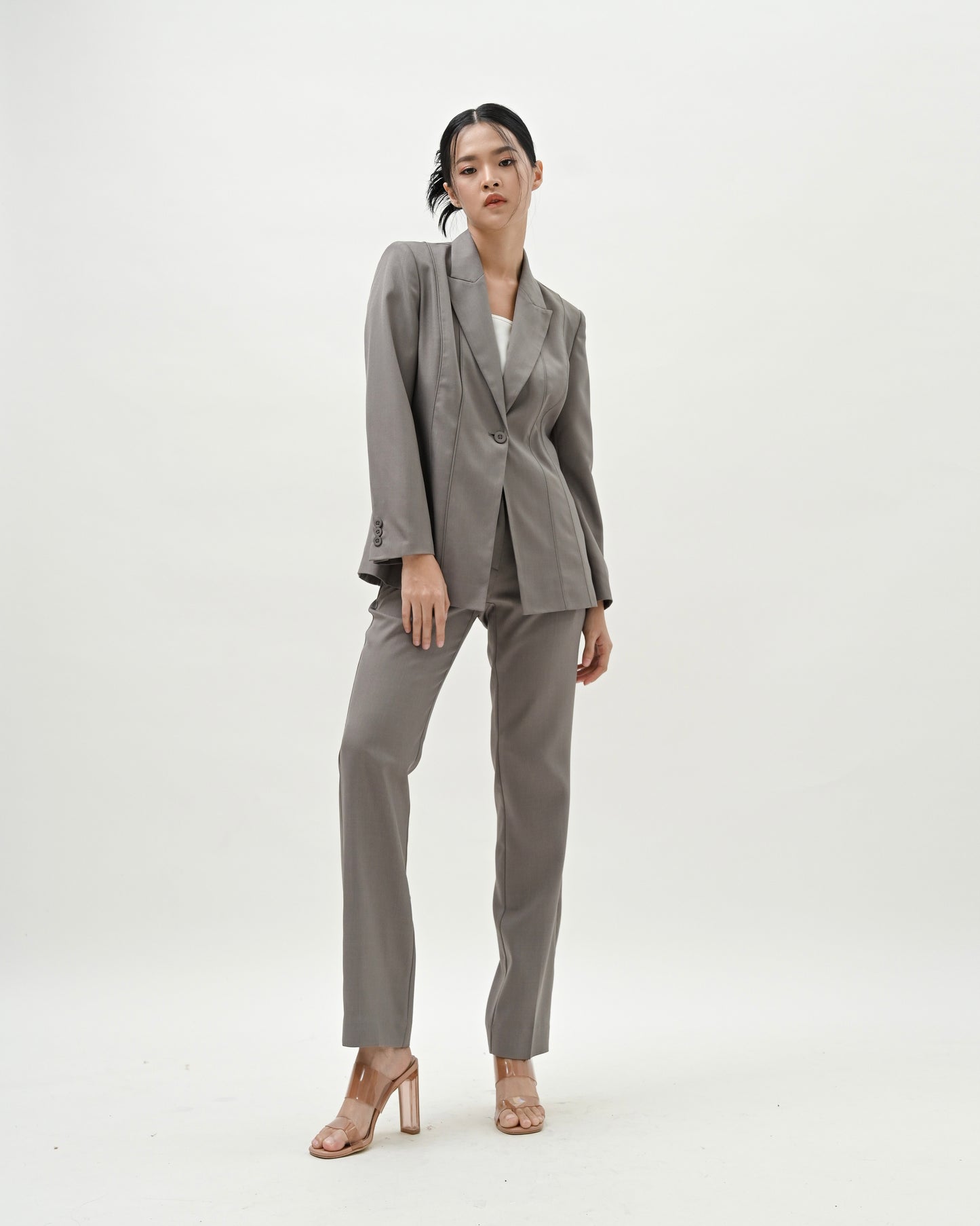 Scarlett Piped-Trim Blazer
