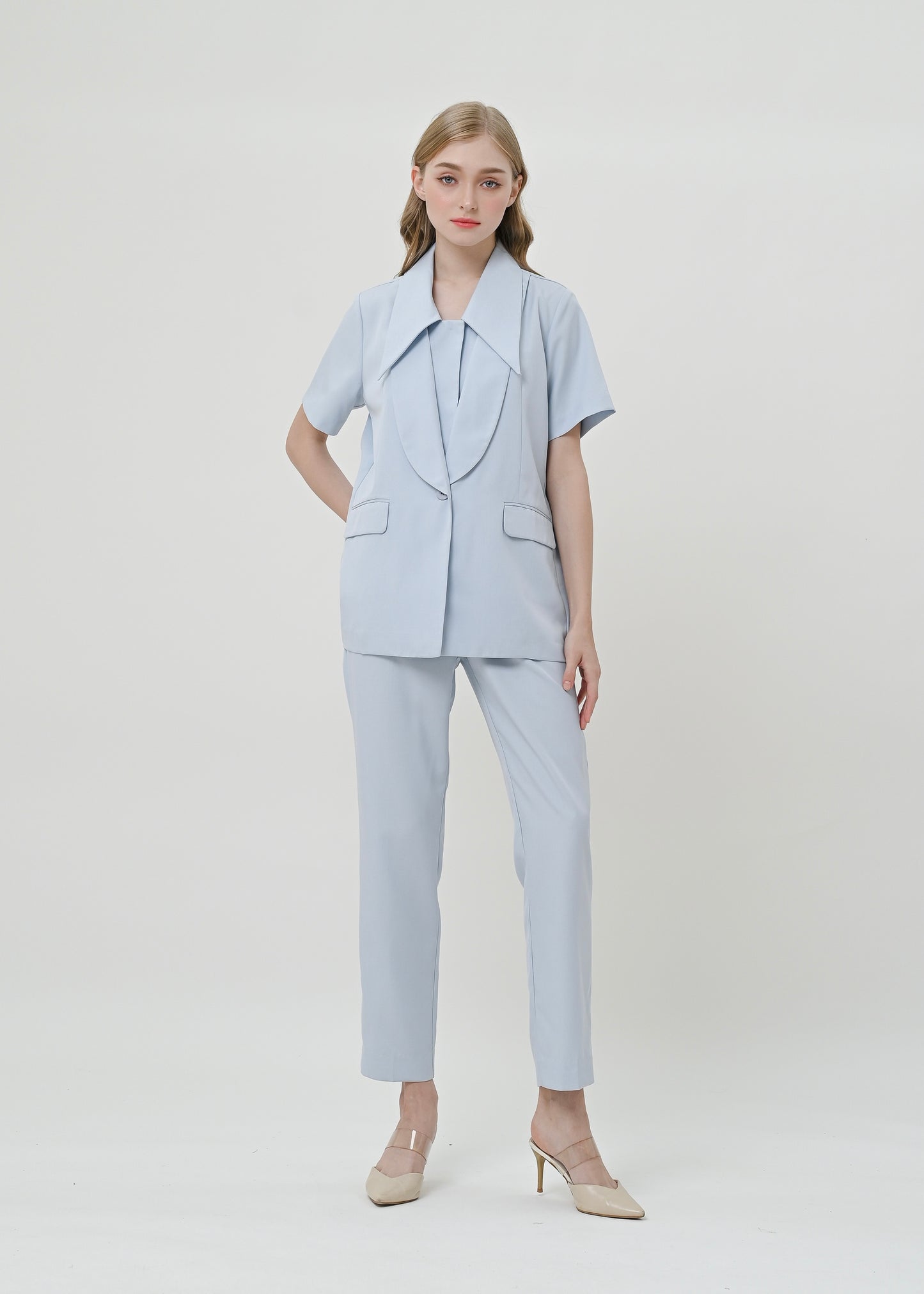 Pearl Stylized Collar Blouse