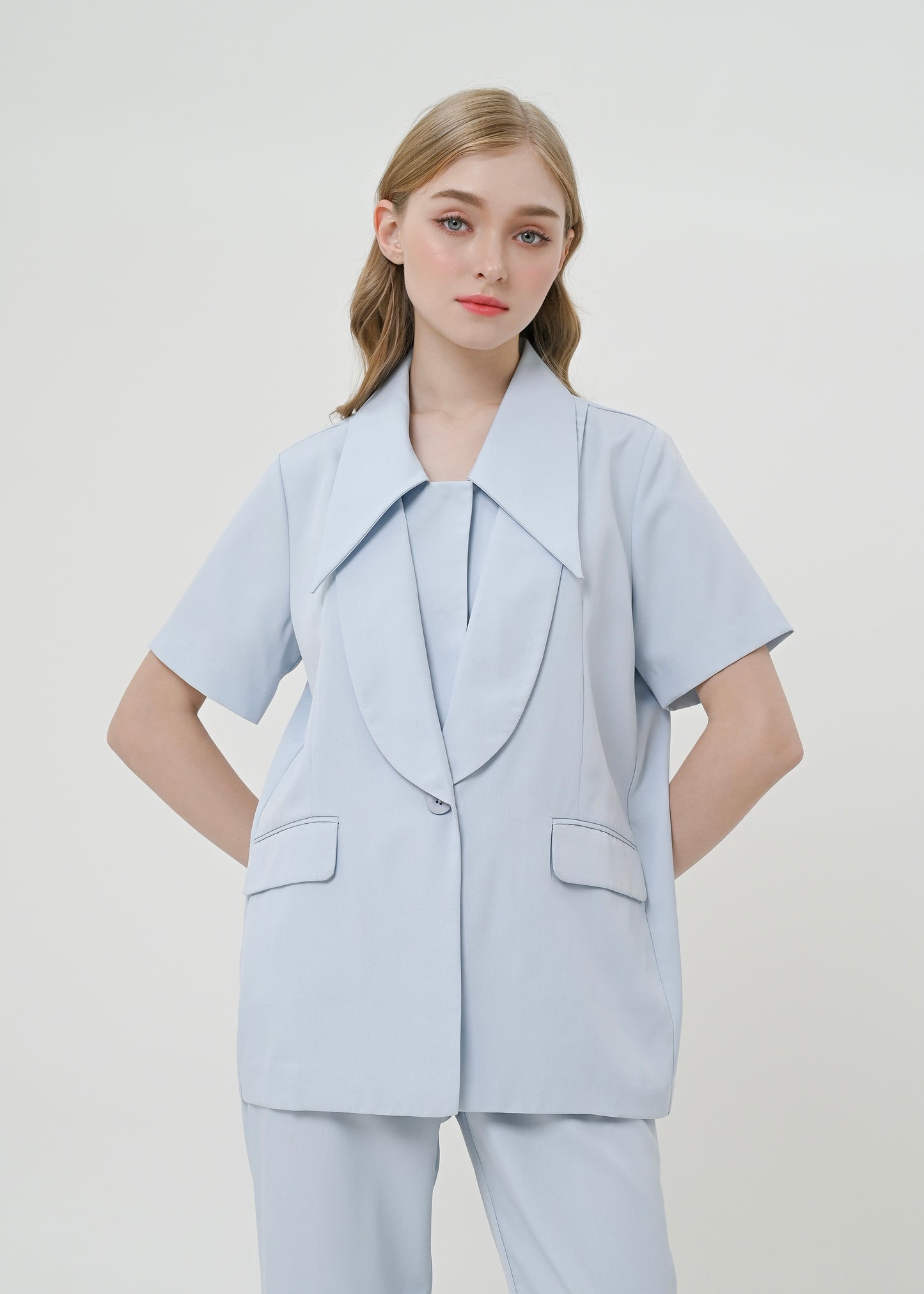 Pearl Stylized Collar Blouse
