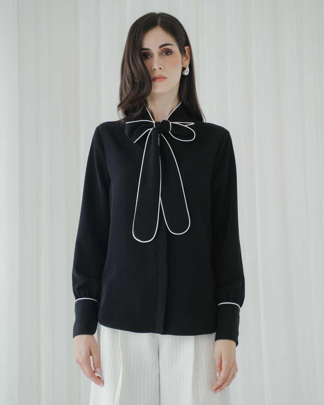 Cyrilla Piped Bow Blouse