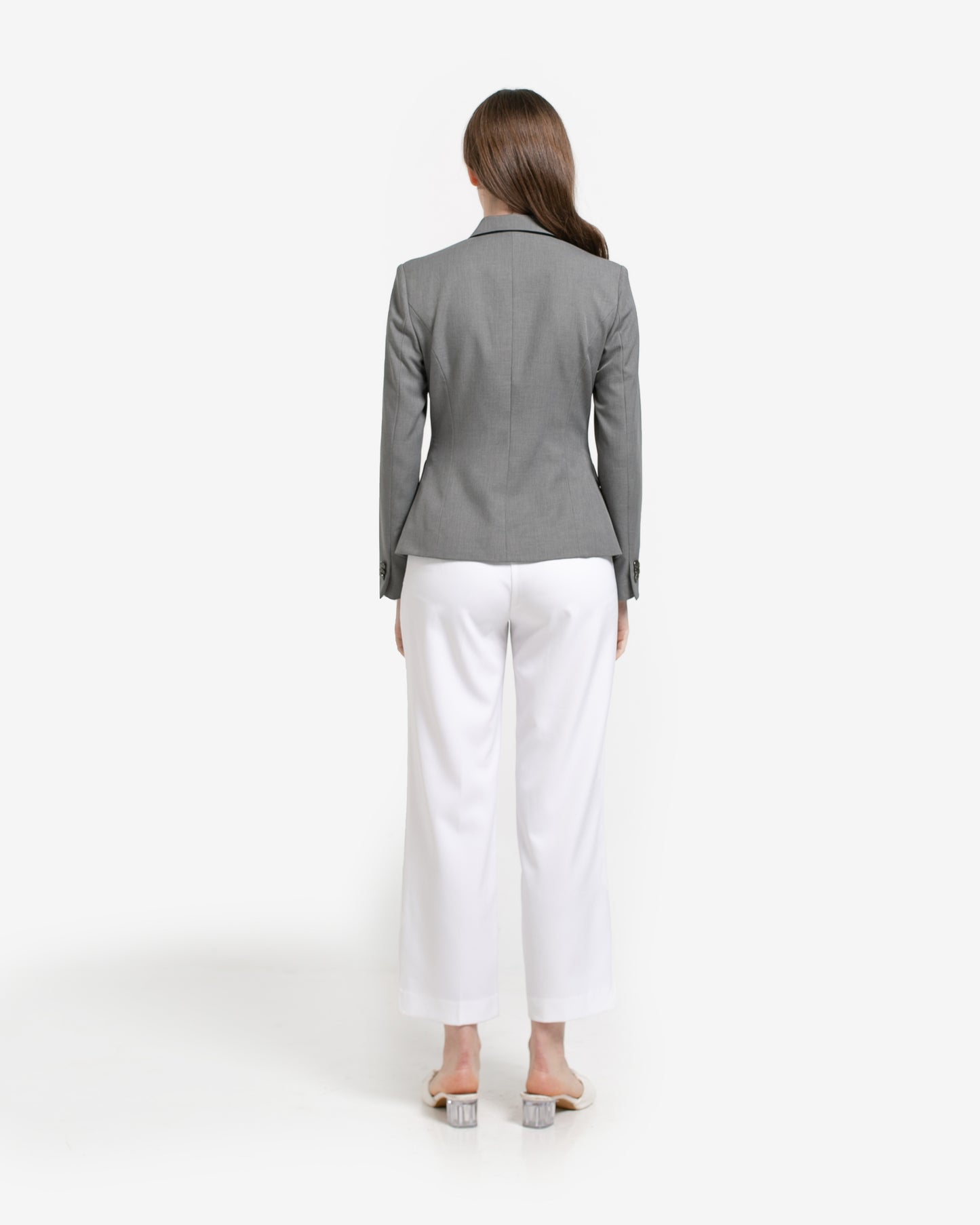 Andrea Asymmetrical Wrap Blazer Grey