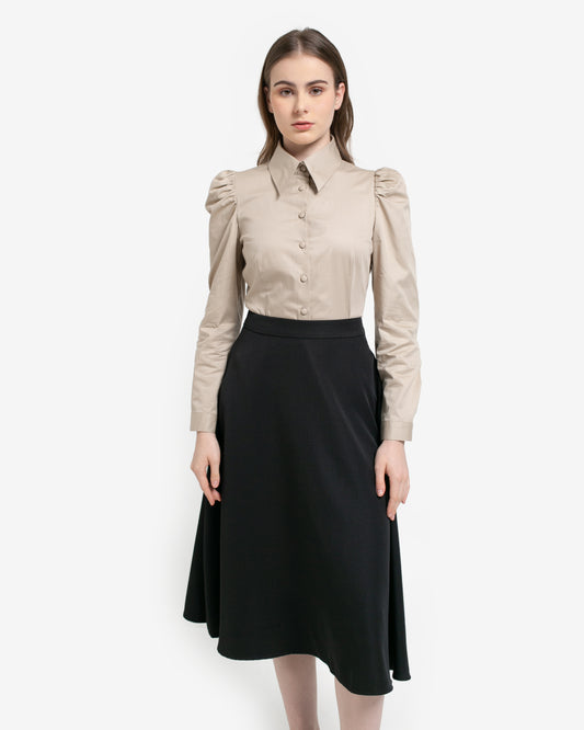 Maisie Puff Shoulder Shirt Khaki