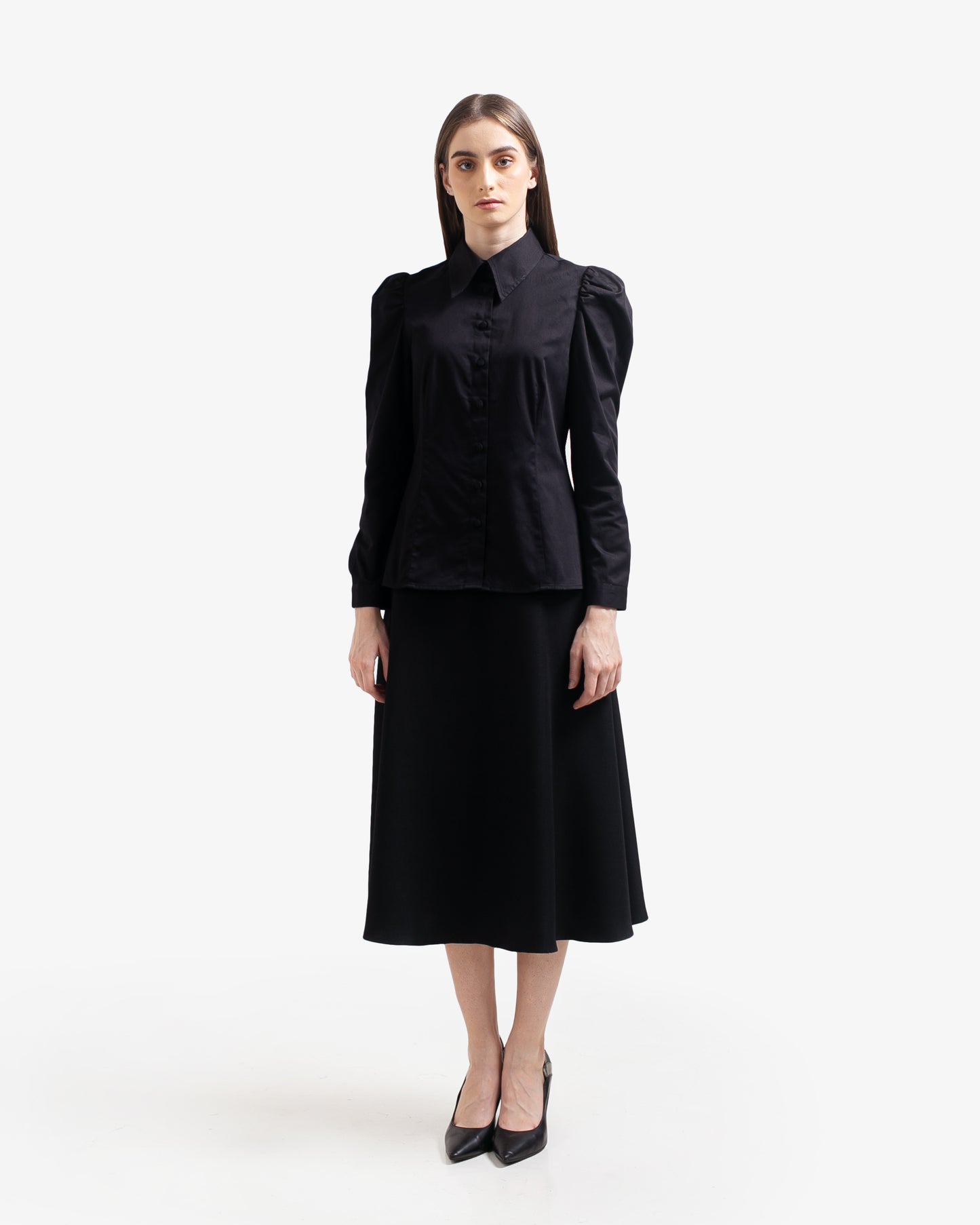 Maisie Puff Shoulder Shirt Black