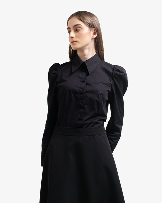 Maisie Puff Shoulder Shirt Black