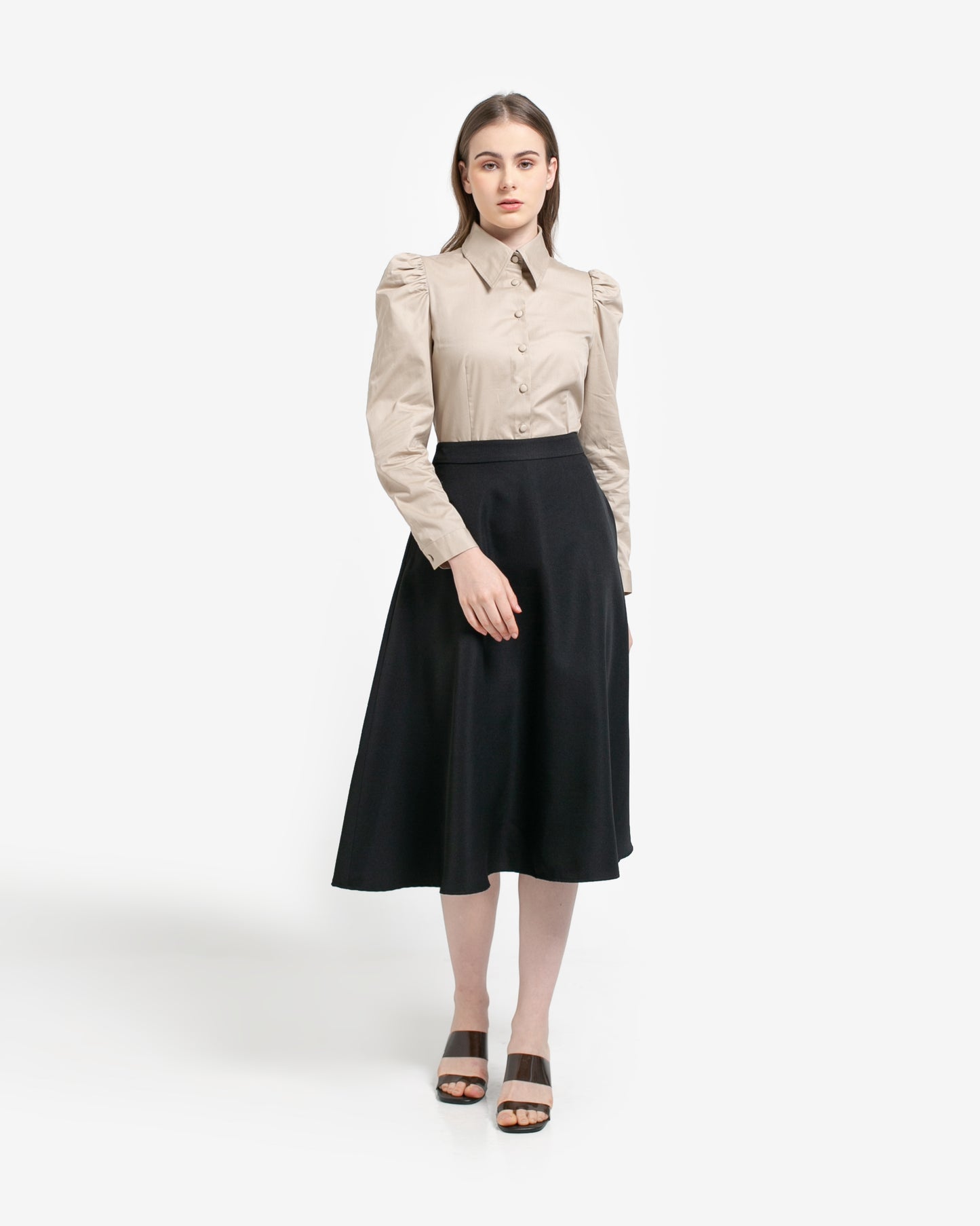 Maisie Puff Shoulder Shirt Khaki