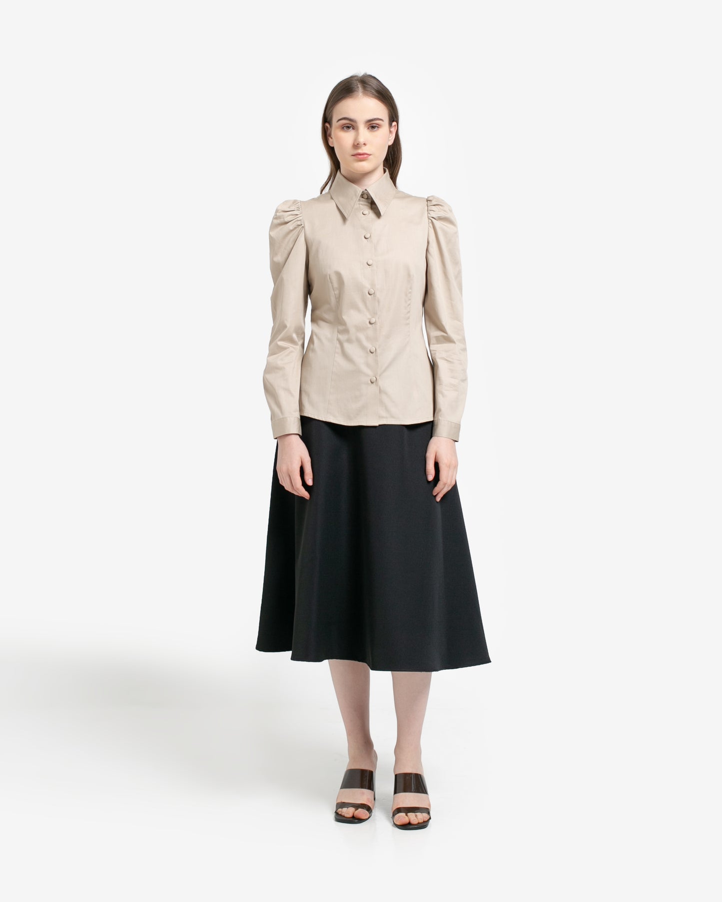 Maisie Puff Shoulder Shirt Khaki