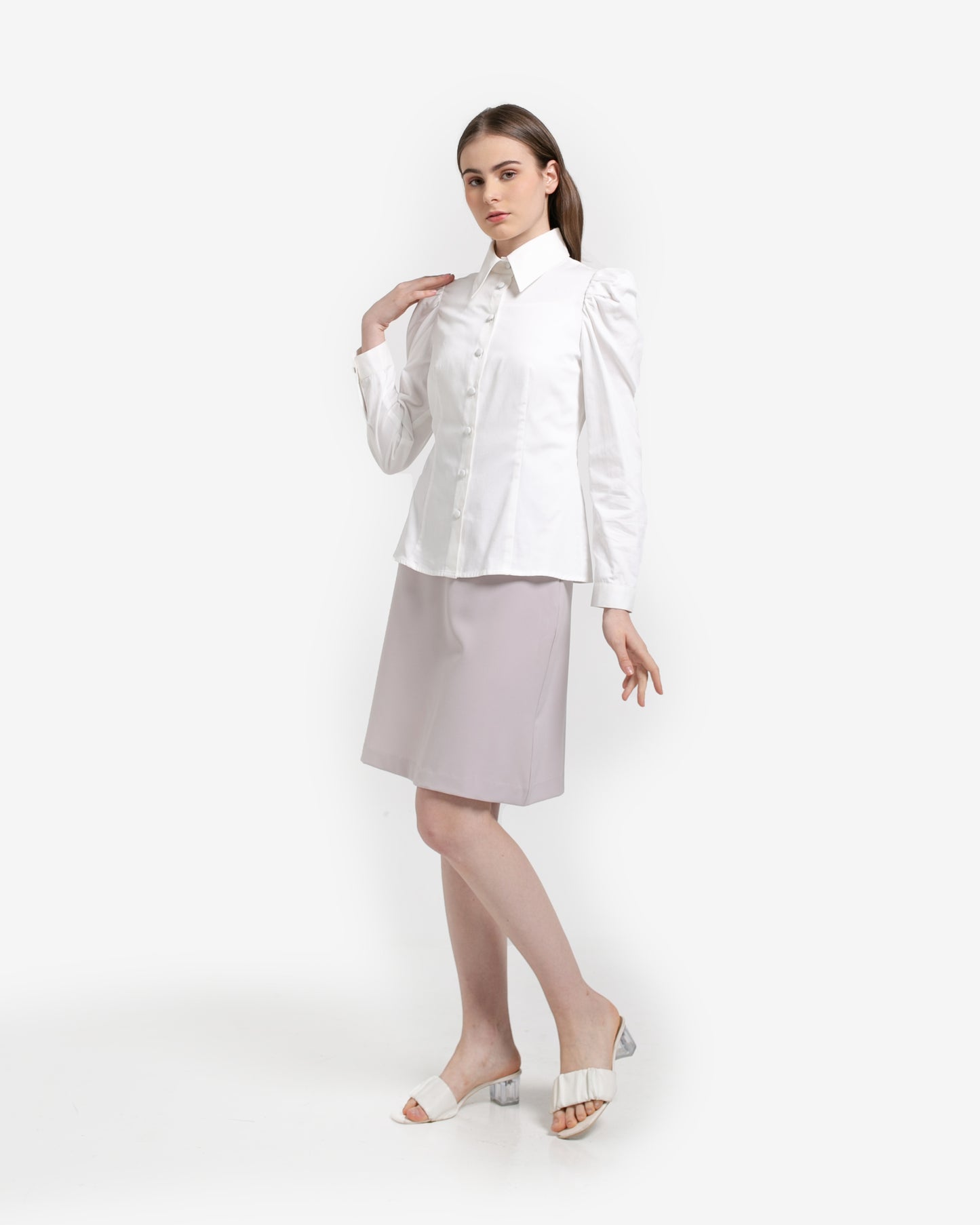 Maisie Puff Shoulder Shirt Broken White