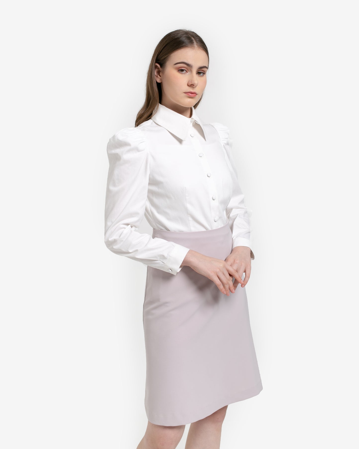 Maisie Puff Shoulder Shirt Broken White