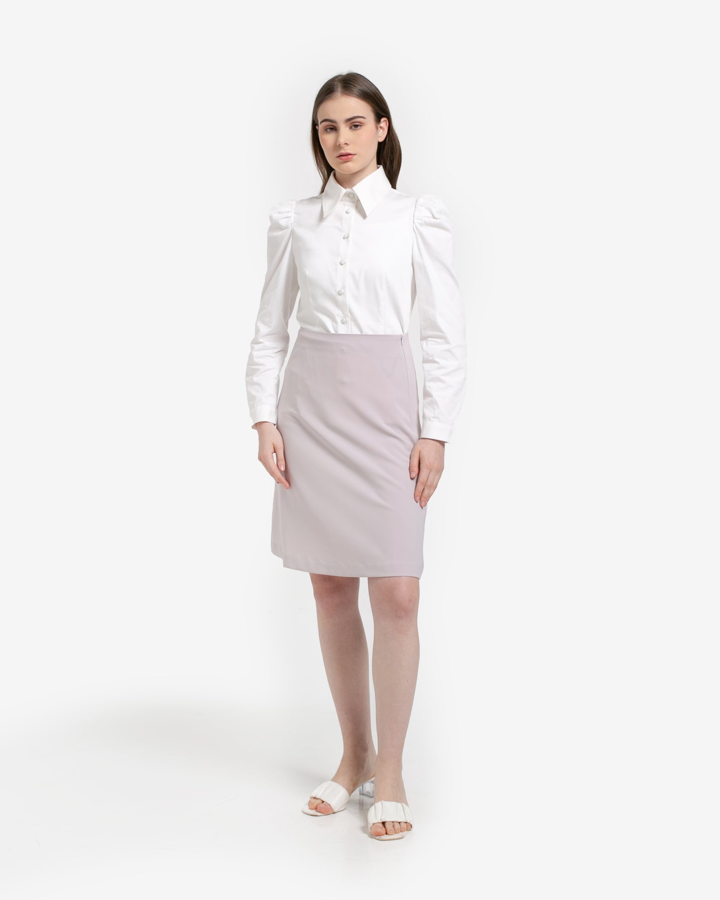 Maisie Puff Shoulder Shirt Broken White