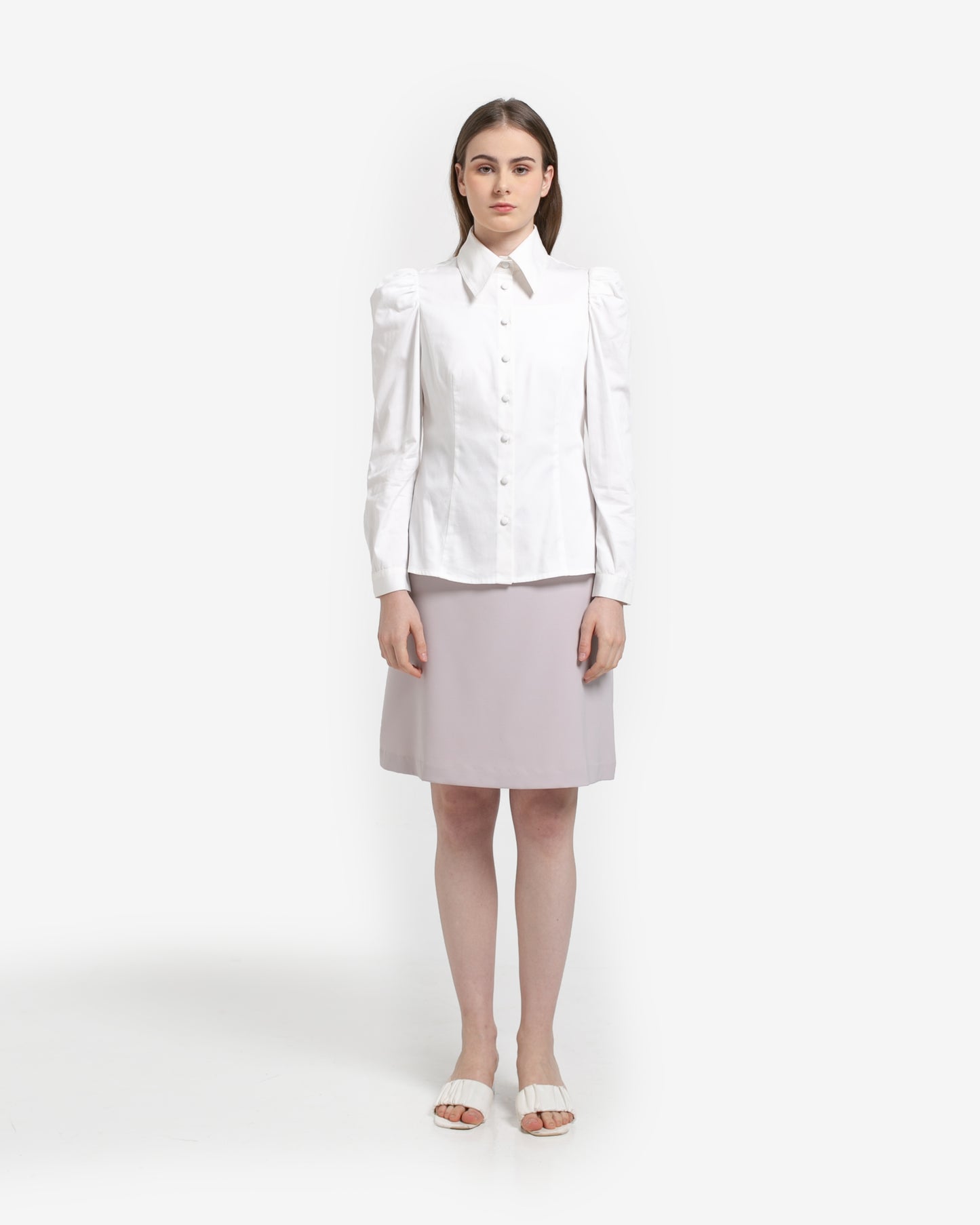 Maisie Puff Shoulder Shirt Broken White