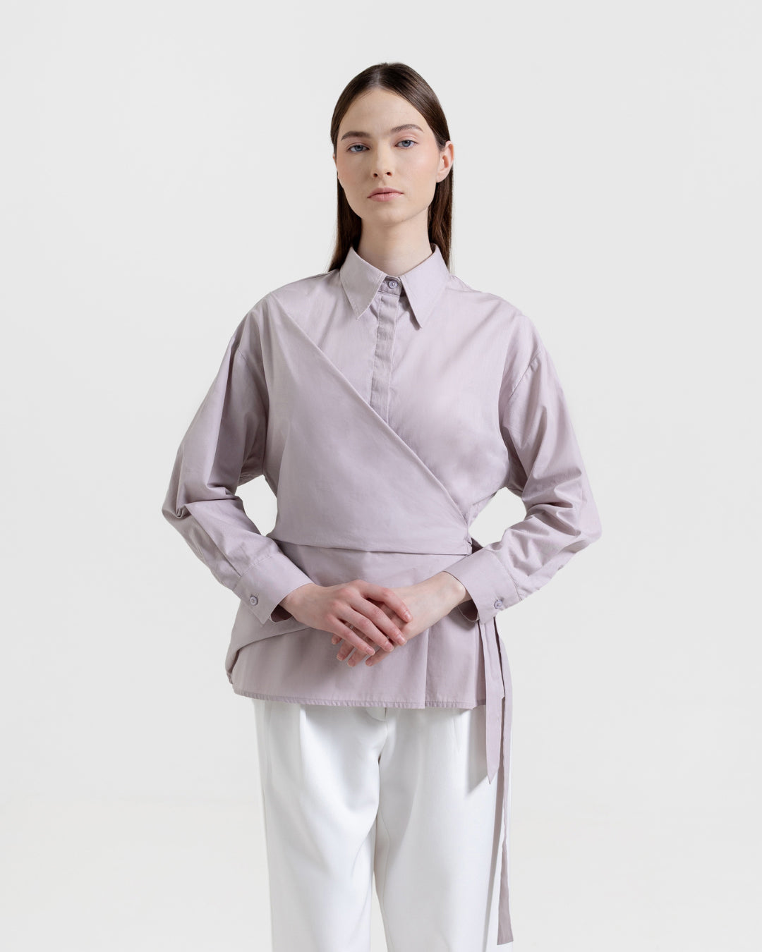 INVIO Zivara Wrap Tie Shirt | Kemeja Blouse Wanita - Atelier Collection