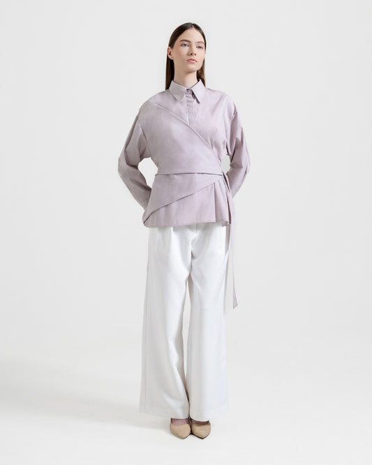 INVIO Zivara Wrap Tie Shirt | Kemeja Blouse Wanita - Atelier Collection