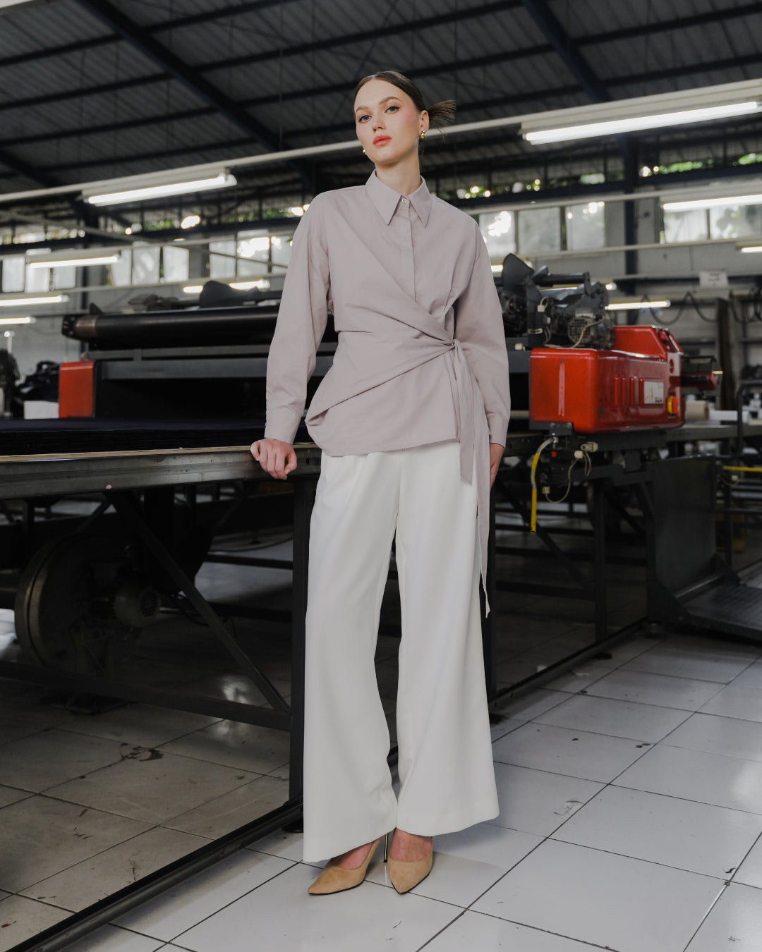INVIO Zivara Wrap Tie Shirt | Kemeja Blouse Wanita - Atelier Collection