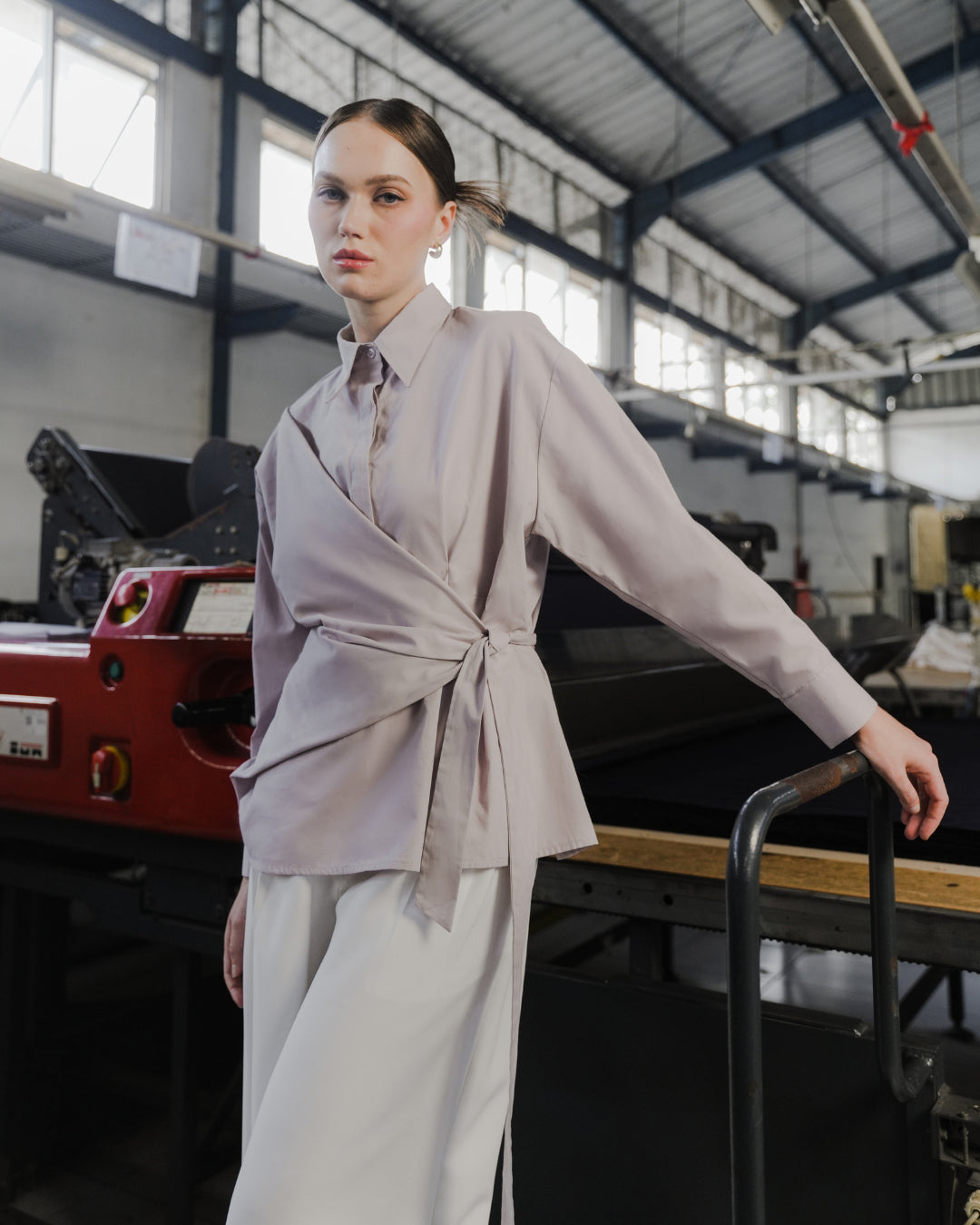 INVIO Zivara Wrap Tie Shirt | Kemeja Blouse Wanita - Atelier Collection