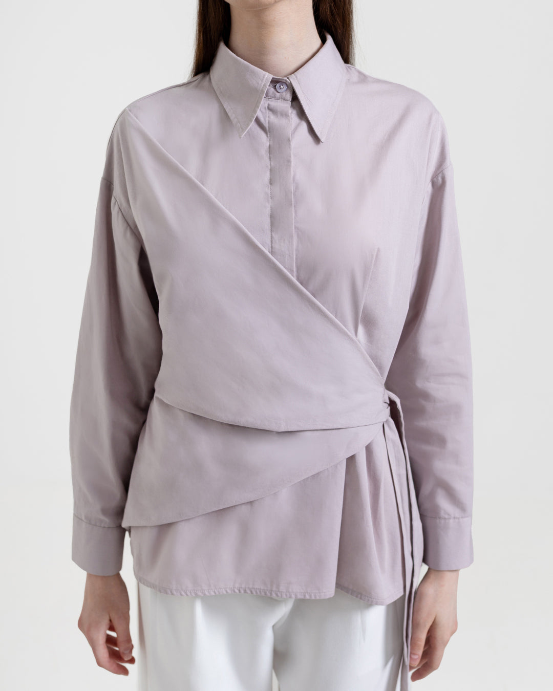INVIO Zivara Wrap Tie Shirt | Kemeja Blouse Wanita - Atelier Collection