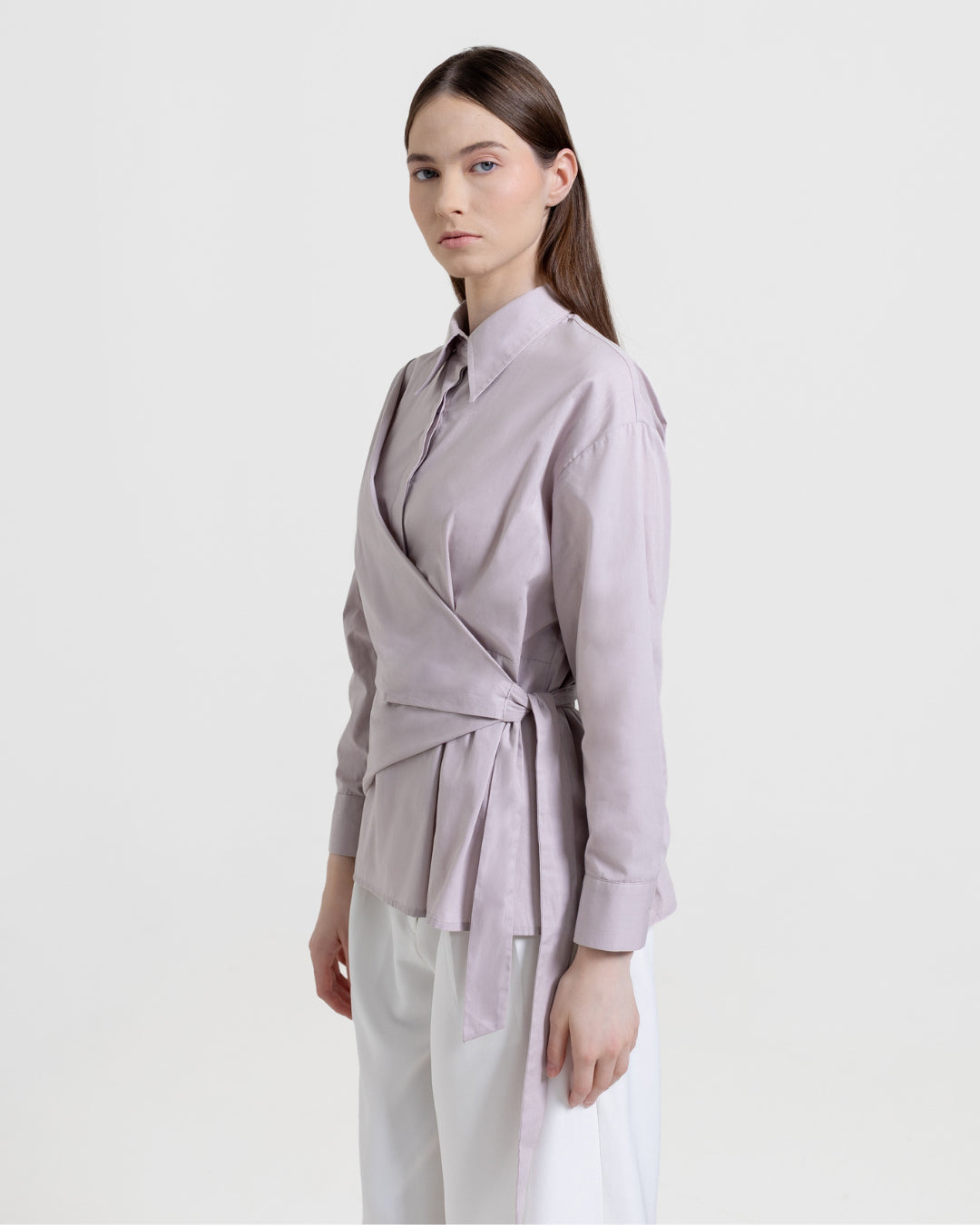INVIO Zivara Wrap Tie Shirt | Kemeja Blouse Wanita - Atelier Collection