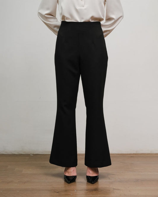 INVIO Pearce Tailored Bootcut Trousers Black | Celana Wanita - Costa