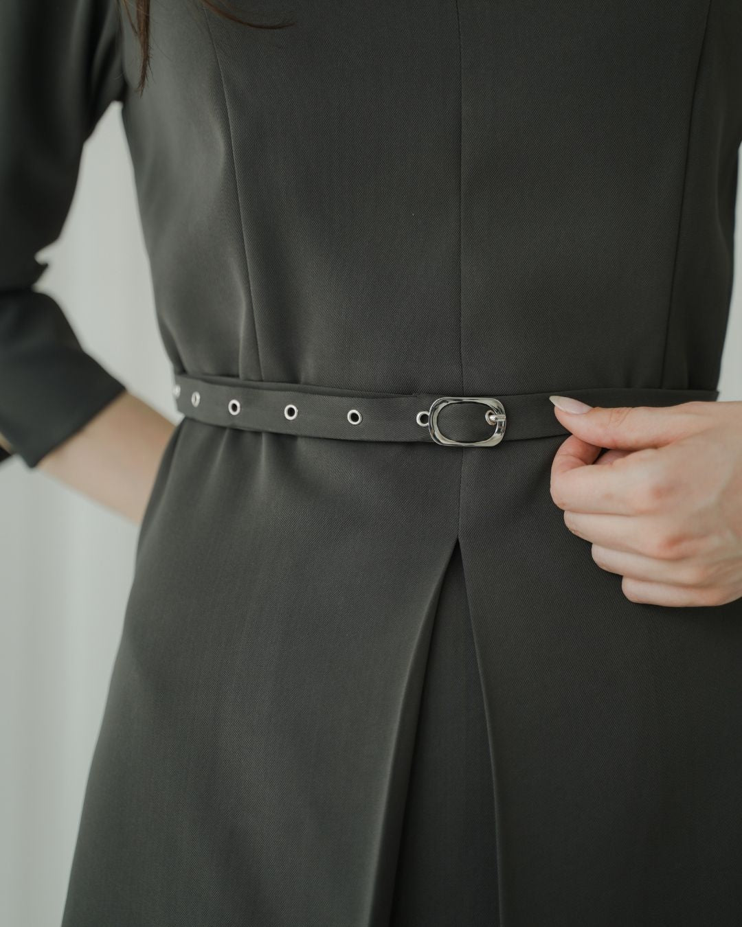 Cassiel Eyelet Belt Dress