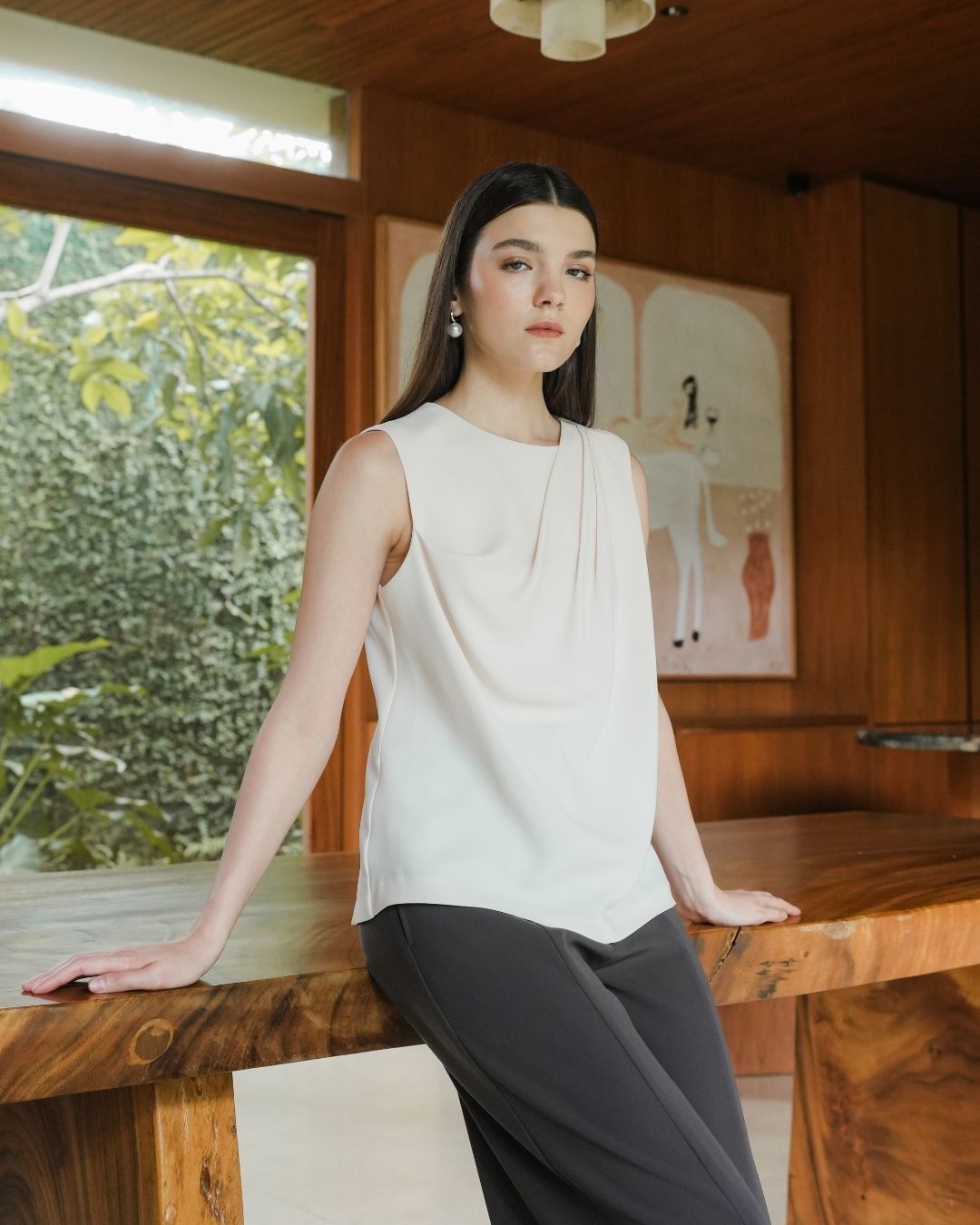 INVIO Bryssa Soft Drape Blouse | Atasan Wanita - Amber Collection