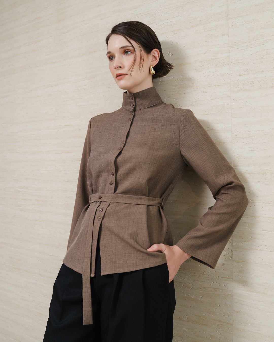 INVIO Analeia Stand Collar Blouse | Atasan Wanita - Leanne Collection