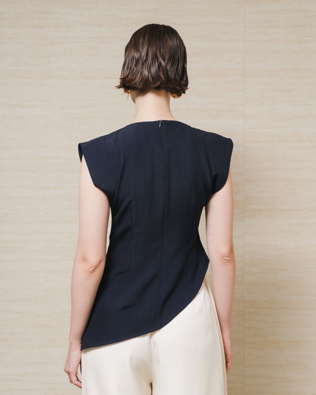 INVIO Amorete Draped Asymmetrical Blouse | Atasan Wanita Leanne Collection