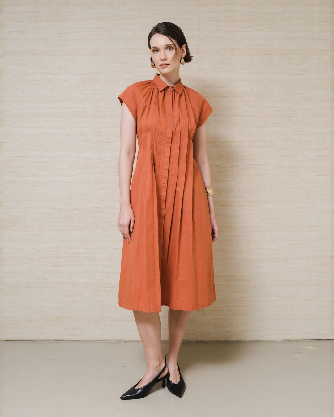 INVIO Anora Pleated Cotton Dress | Dress Wanita - Leanne Collection