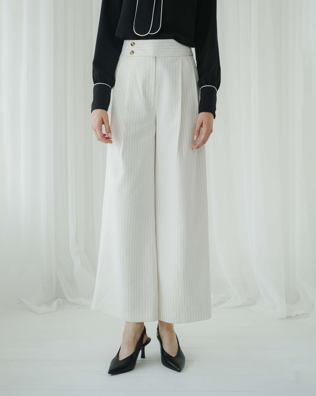 Camellia Pinstripe Two Button Trousers