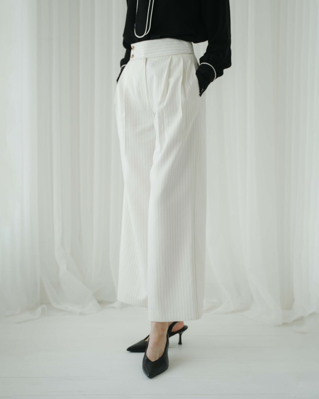 Camellia Pinstripe Two Button Trousers