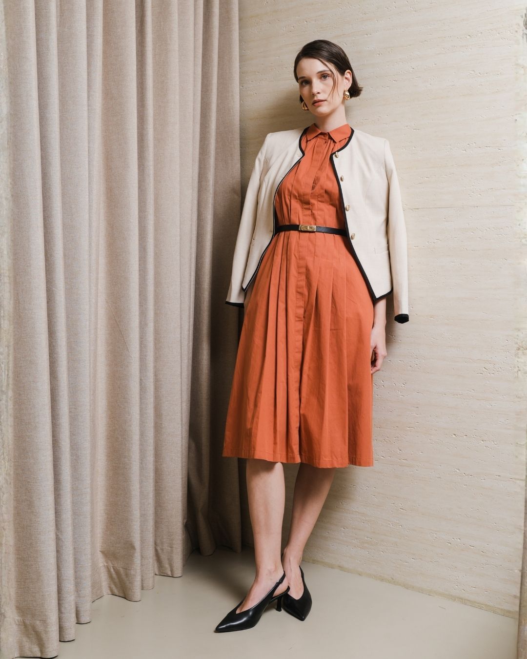 INVIO Anora Pleated Cotton Dress | Dress Wanita - Leanne Collection