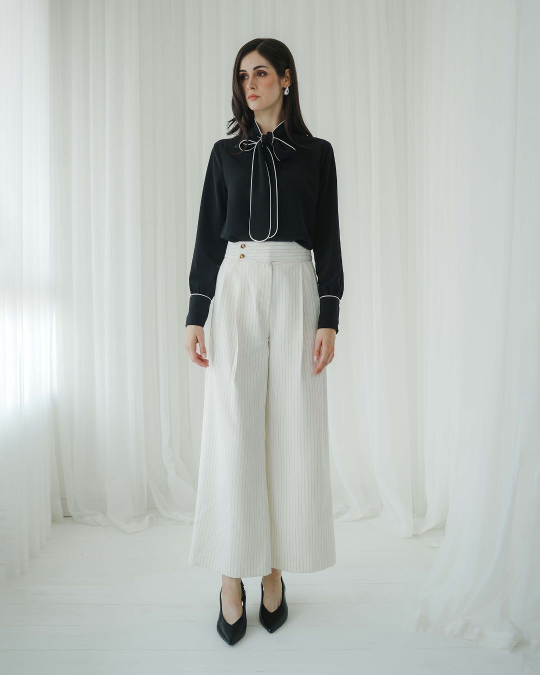 Camellia Pinstripe Two Button Trousers
